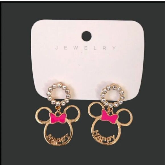 Disney Pink Mickey Socks Minnie Earrings And Hair Scrunchies Bundle NWT - Picture 2 of 13